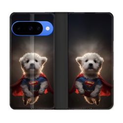 Housse cuir portefeuille Pour Google Pixel 10 Animal Super Chien