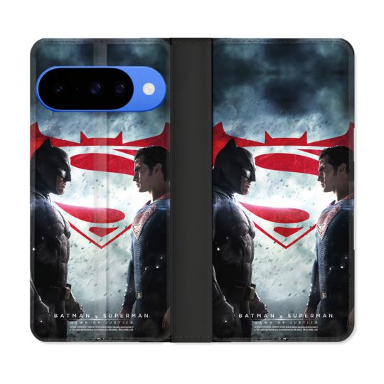 Housse cuir portefeuille Pour Google Pixel 10 Batman VS Superman