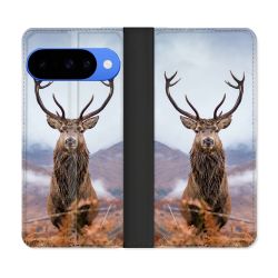 Housse cuir portefeuille Pour Google Pixel 10 Chasse Chevreuil Montagne