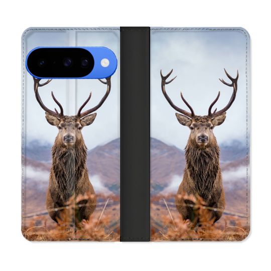 Housse cuir portefeuille Pour Google Pixel 10 Chasse Chevreuil Montagne