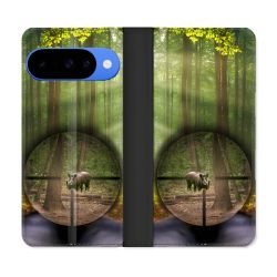 Housse cuir portefeuille Pour Google Pixel 10 Chasse Sanglier Viseur