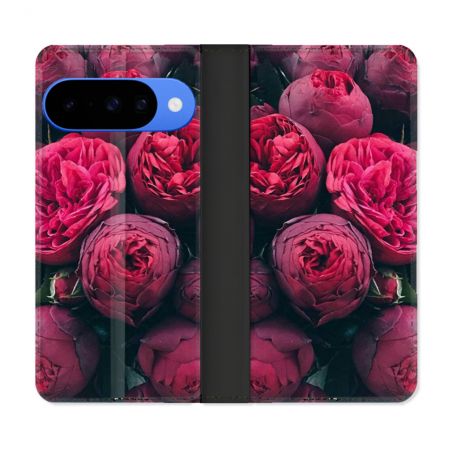 Housse cuir portefeuille Pour Google Pixel 10 Fleur Pivoine