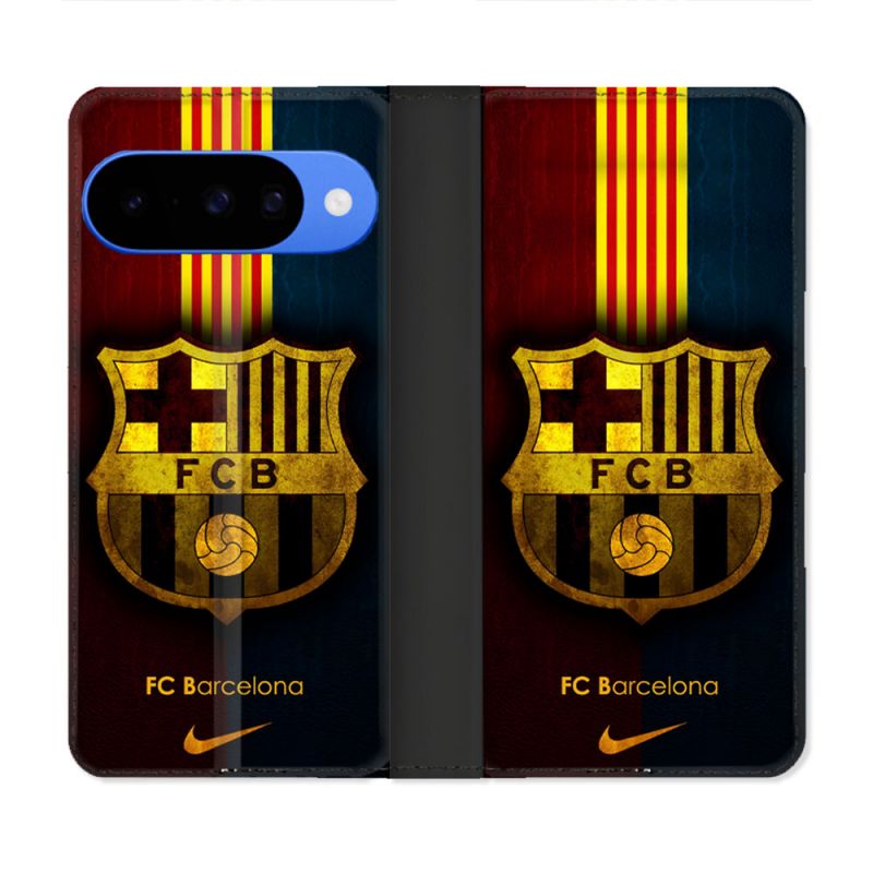 Housse cuir portefeuille Pour Google Pixel 10 Foot FC Barcelone Vintage