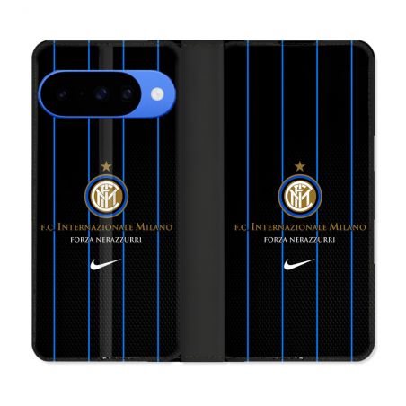 Housse cuir portefeuille Pour Google Pixel 10 Foot Inter Milan