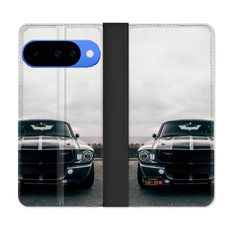 Housse cuir portefeuille Pour Google Pixel 10 Ford Mustang GT500 Vintage