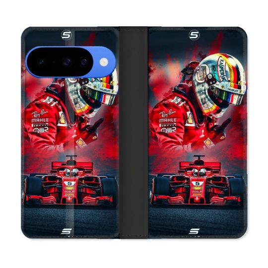 Housse cuir portefeuille Pour Google Pixel 10 Formule 1 F1 Ferrari
