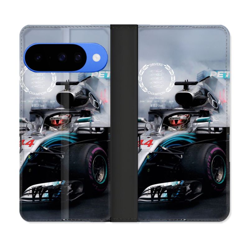 Housse cuir portefeuille Pour Google Pixel 10 Formule 1 F1 Mercedes Petronas