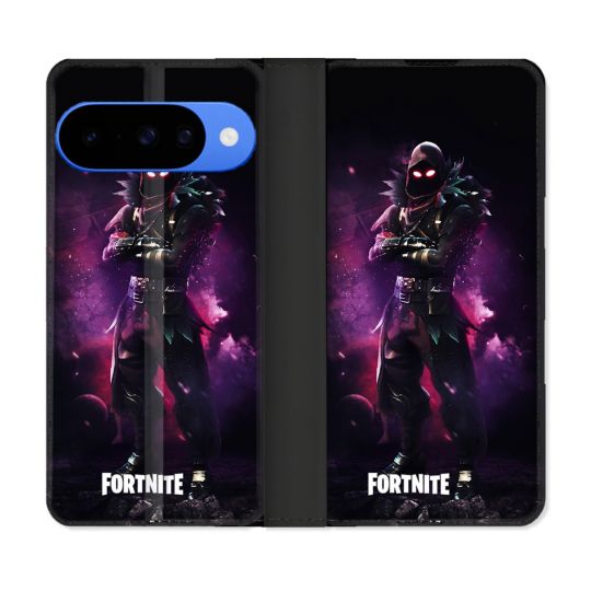 Housse cuir portefeuille Pour Google Pixel 10 Fortnite Raven