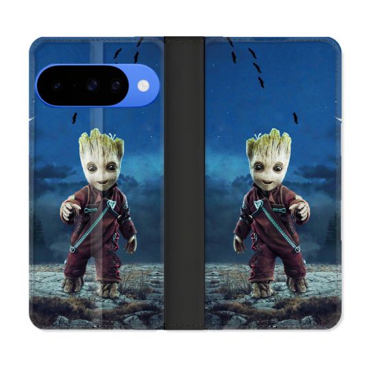 Housse cuir portefeuille Pour Google Pixel 10 Groot Bleu