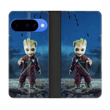 Housse cuir portefeuille Pour Google Pixel 10 Groot Bleu