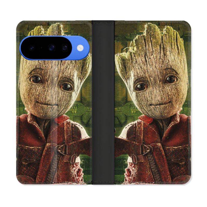 Housse cuir portefeuille Pour Google Pixel 10 Groot Vert
