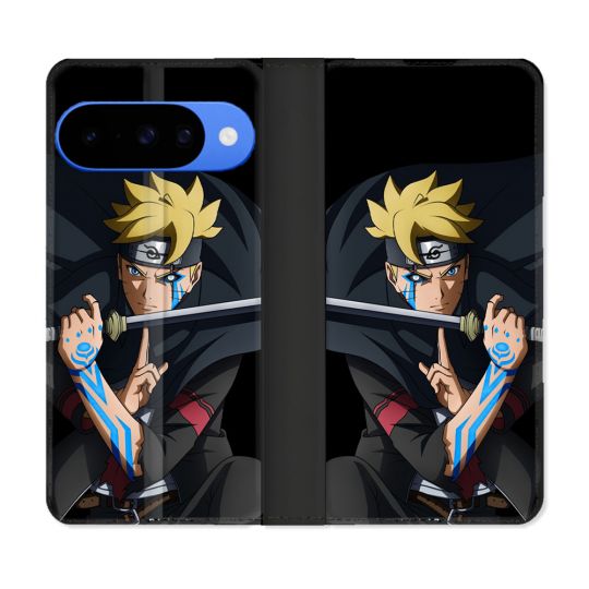 Housse cuir portefeuille Pour Google Pixel 10 Manga Boruto Tatouage