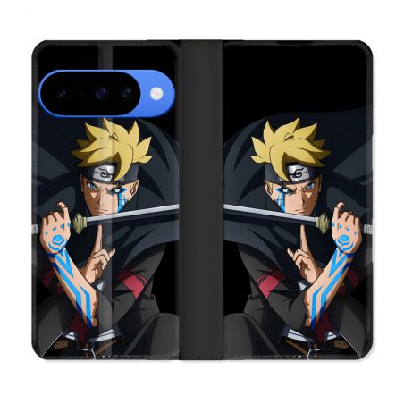 Housse cuir portefeuille Pour Google Pixel 10 Manga Boruto Tatouage
