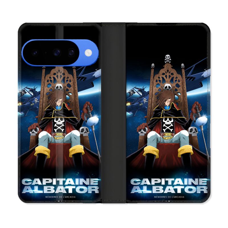 Housse cuir portefeuille Pour Google Pixel 10 Manga Capitaine Albator