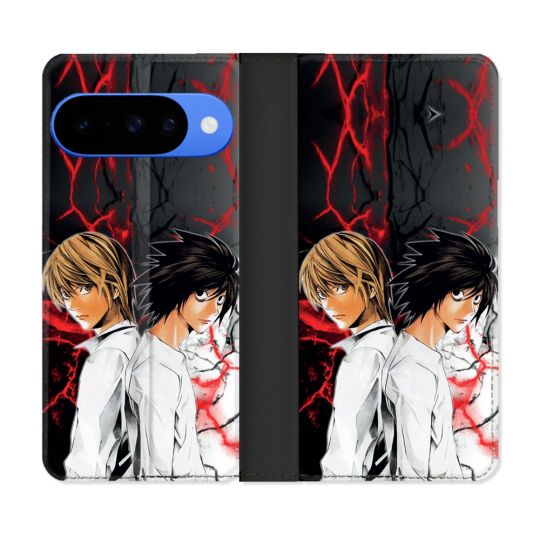 Housse cuir portefeuille Pour Google Pixel 10 Manga Death Note Duo
