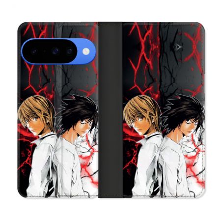 Housse cuir portefeuille Pour Google Pixel 10 Manga Death Note Duo