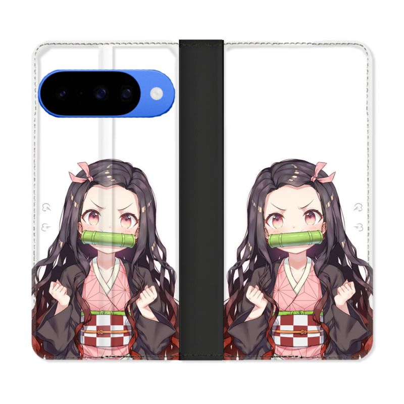 Housse cuir portefeuille Pour Google Pixel 10 Manga Demon Slayer Nezuko
