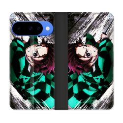 Housse cuir portefeuille Pour Google Pixel 10 Manga Demon Slayer Tanjiro