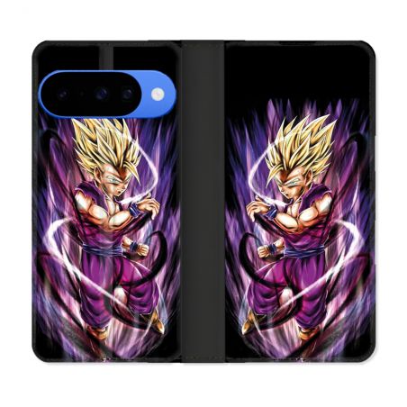 Housse cuir portefeuille Pour Google Pixel 10 Manga Dragon Ball Sangohan Violet
