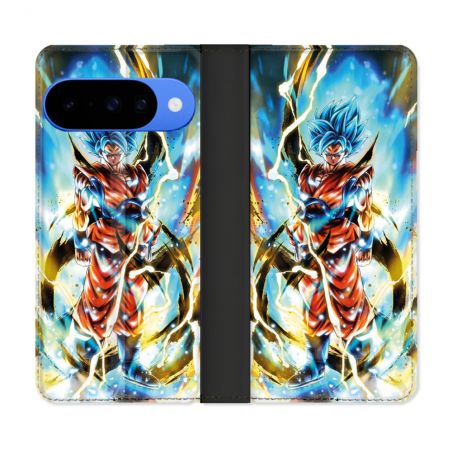 Housse cuir portefeuille Pour Google Pixel 10 Manga Dragon Ball Sangoku Blanc