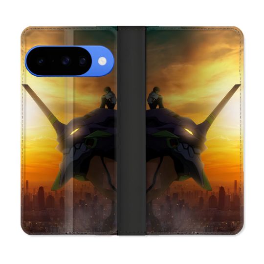 Housse cuir portefeuille Pour Google Pixel 10 Manga Evangelion