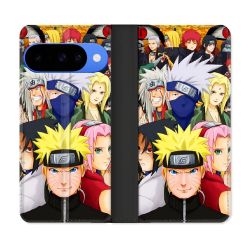 Housse cuir portefeuille Pour Google Pixel 10 Manga Naruto Team