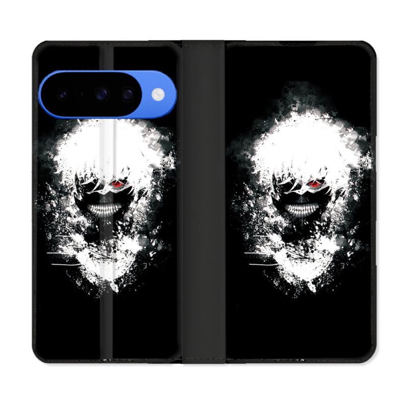 Housse cuir portefeuille Pour Google Pixel 10 Manga Tokyo Ghoul Kaneki Tag