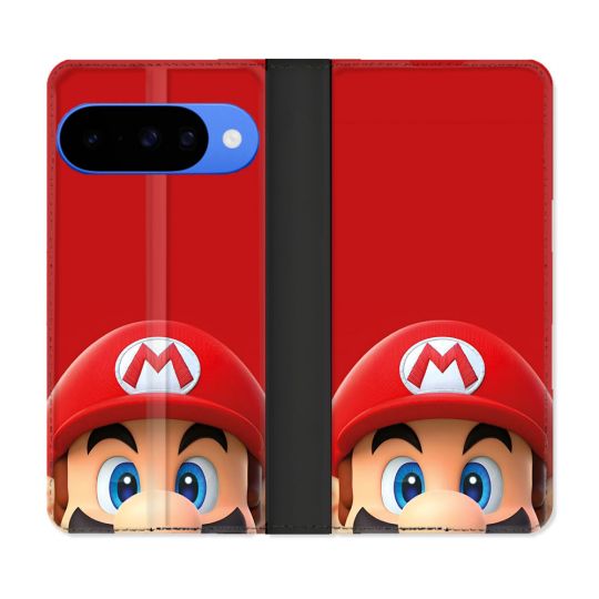 Housse cuir portefeuille Pour Google Pixel 10 Mario Rouge