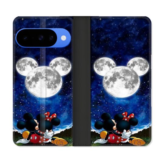 Housse cuir portefeuille Pour Google Pixel 10 Mickey Minnie