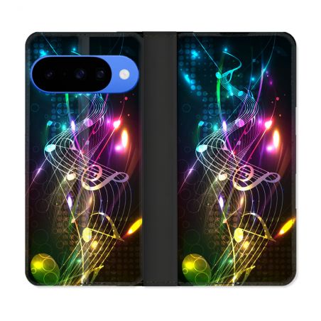 Housse cuir portefeuille Pour Google Pixel 10 Musique Partition Multicolore
