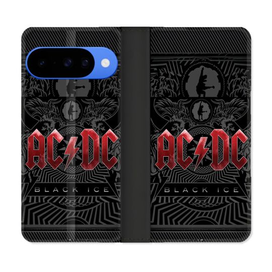 Housse cuir portefeuille Pour Google Pixel 10 Musique Rock ACDC Rouge