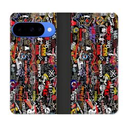 Housse cuir portefeuille Pour Google Pixel 10 Musique Rock Groupe