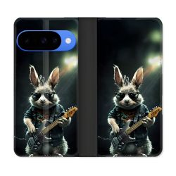 Housse cuir portefeuille Pour Google Pixel 10 Musique Rock Lapin