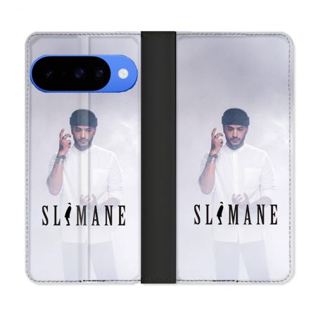 Housse cuir portefeuille Pour Google Pixel 10 Musique Slimane Blanc
