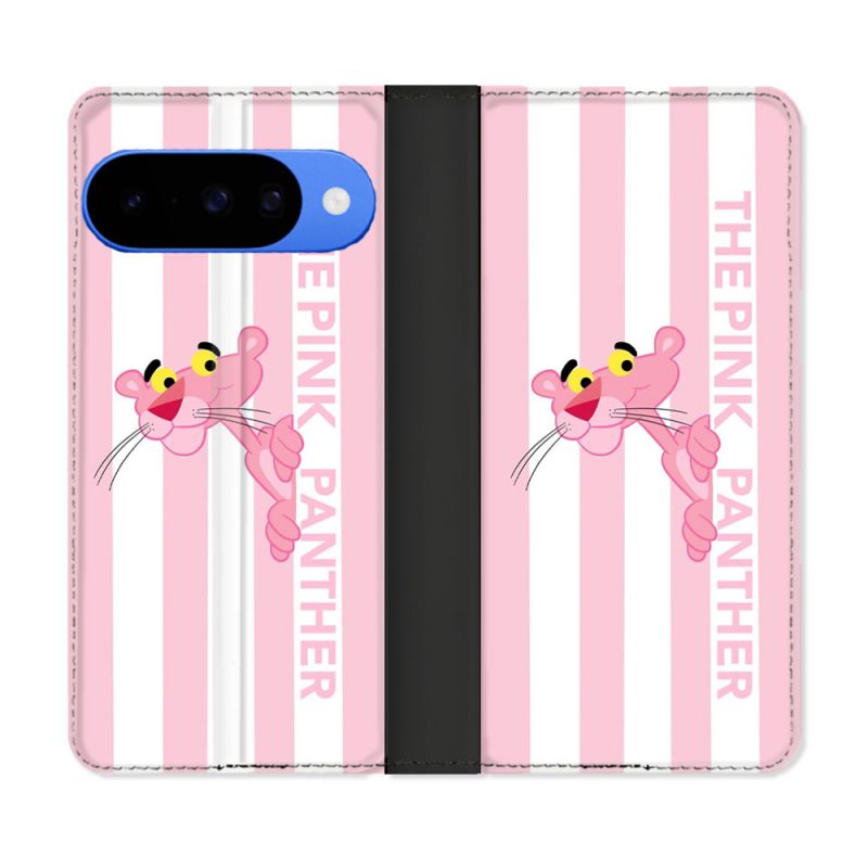 Housse cuir portefeuille Pour Google Pixel 10 Panthere Rose