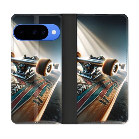 Housse cuir portefeuille Pour Google Pixel 10 Planche Skate