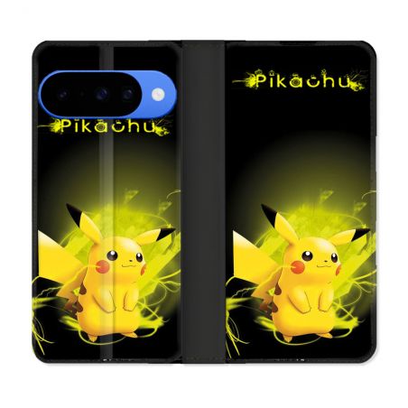 Housse cuir portefeuille Pour Google Pixel 10 Pokemon Pikachu Eclair