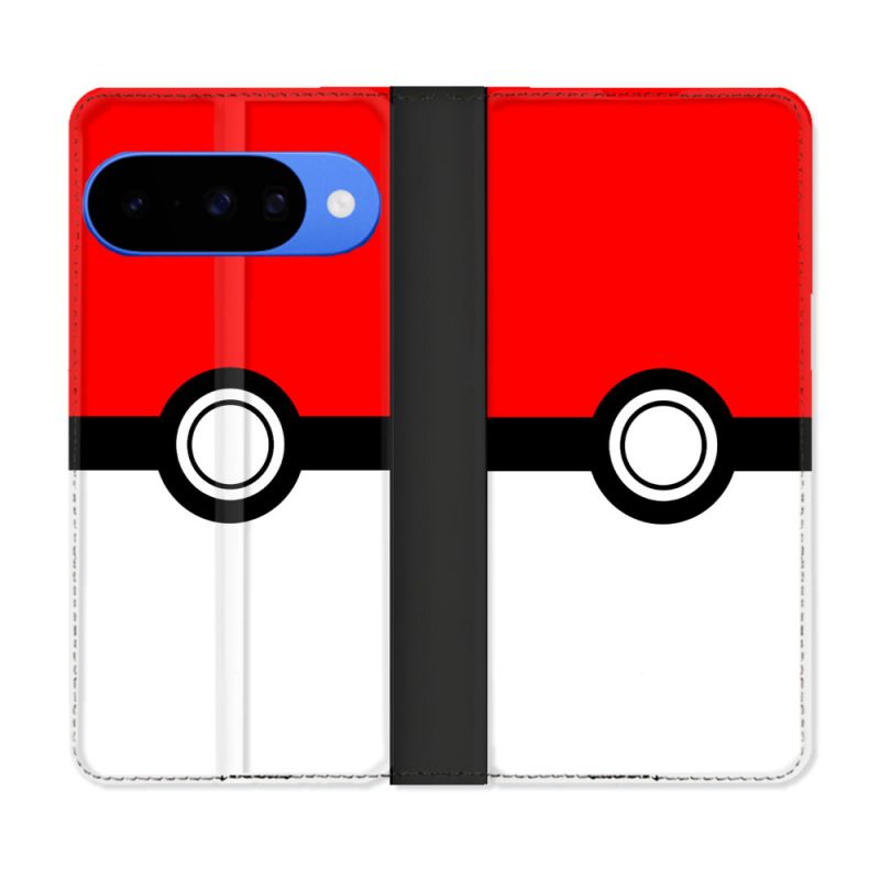 Housse cuir portefeuille Pour Google Pixel 10 Pokemon Pokeball