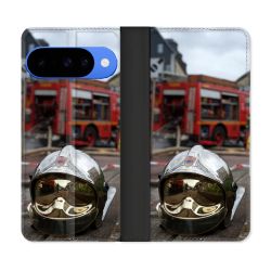 Housse cuir portefeuille Pour Google Pixel 10 Pompier Casque Camion