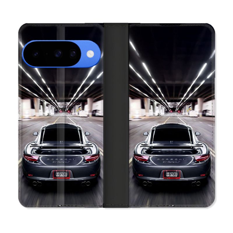 Housse cuir portefeuille Pour Google Pixel 10 Porsche 911