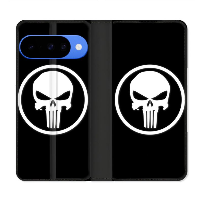 Housse cuir portefeuille Pour Google Pixel 10 Punisher