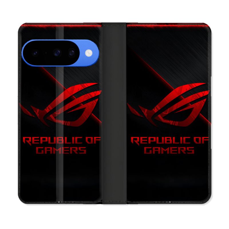 Housse cuir portefeuille Pour Google Pixel 10 ROG Rouge