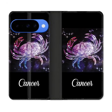 Housse cuir portefeuille Pour Google Pixel 10 Signe Zodiaque 2 Cancer
