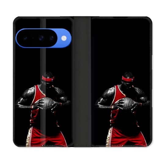 Housse cuir portefeuille Pour Google Pixel 10 Sport Basketeur