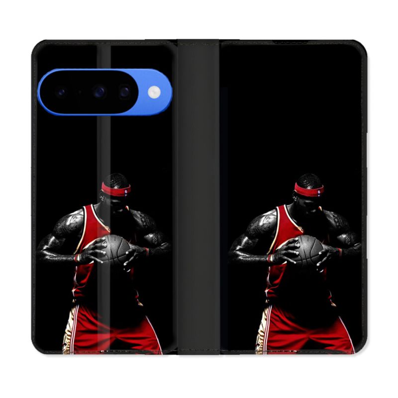 Housse cuir portefeuille Pour Google Pixel 10 Sport Basketeur