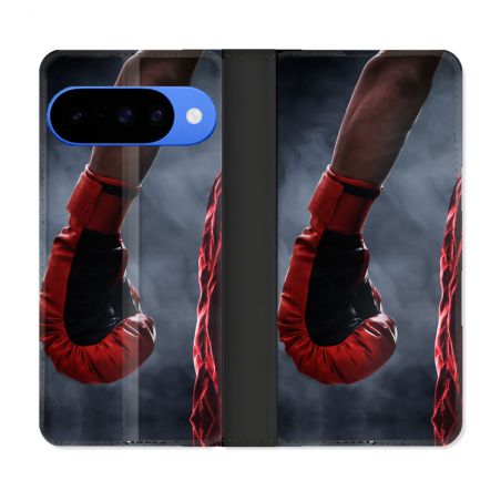 Housse cuir portefeuille Pour Google Pixel 10 Sport Boxe Gant Rouge