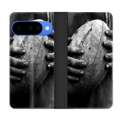 Housse cuir portefeuille Pour Google Pixel 10 Sport Rugby Ballon Vintage