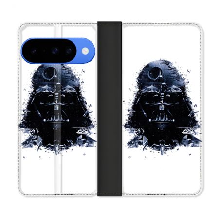 Housse cuir portefeuille Pour Google Pixel 10 Star Wars - Dark Vador Blanc