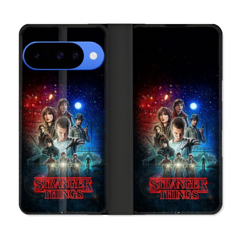 Housse cuir portefeuille Pour Google Pixel 10 Stranger Things Affiche 1