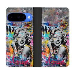Housse cuir portefeuille Pour Google Pixel 10 Street Art Maryline Monroe